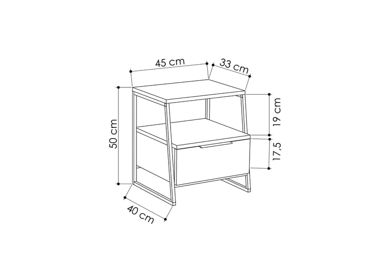 Desgrar Sängbord 45x50 cm - Vit - Möbler - Bord & matgrupper - Avlastningsbord - Sängbord & nattduksbord