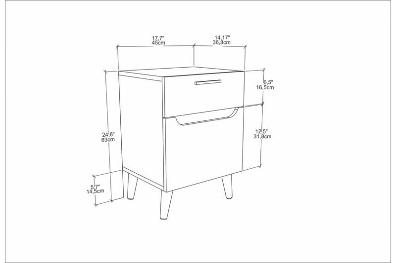 Desgrar Sängbord 45x63 cm - Vit - Möbler - Bord & matgrupper - Avlastningsbord - Sängbord & nattduksbord