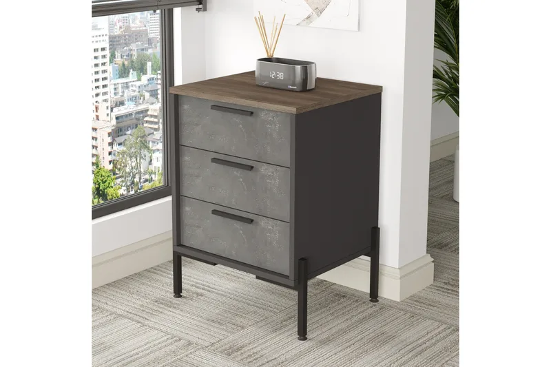 Desgrar Sängbord 54 cm - Brun/Betonggrå/Antracit - Möbler - Bord & matgrupper - Avlastningsbord - Sängbord & nattduksbord
