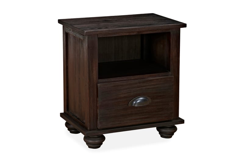 Dijon Sängbord 54 cm med Förvaring Låda + Hylla - Brun - Sängbord & nattduksbord