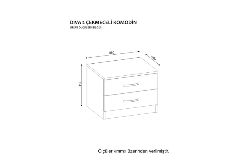 Diwander Sängbord 55 cm med Förvaring 2 Lådor - Vit - Sängbord & nattduksbord