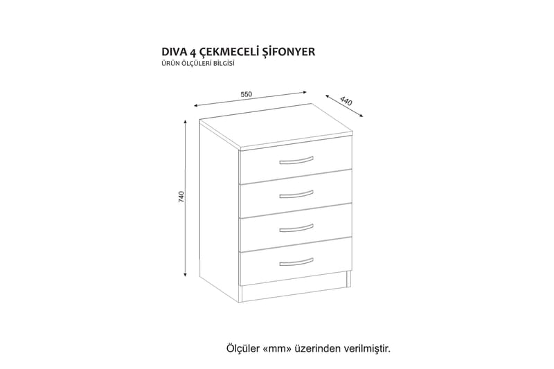 Diwander Sängbord 55 cm med Förvaring 4 Lådor - Vit - Sängbord & nattduksbord