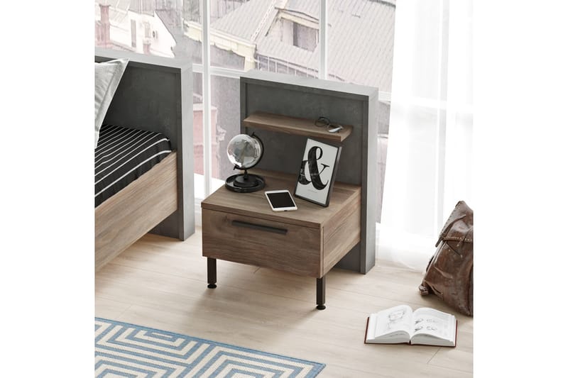 Drimmelen Sängbord 44 cm - Brun/Grå - Möbler - Bord & matgrupper - Avlastningsbord - Sängbord & nattduksbord