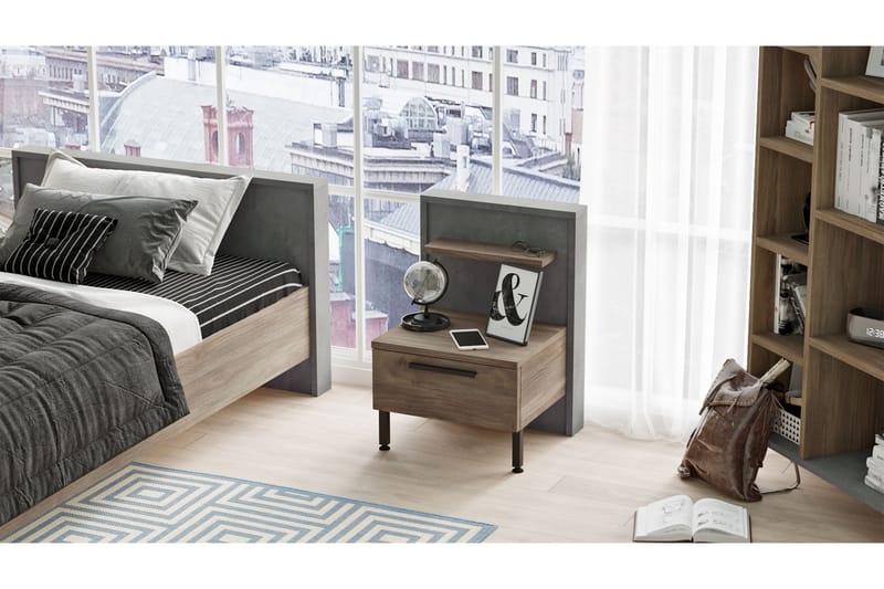 Drimmelen Sängbord 44 cm - Brun/Grå - Möbler - Bord & matgrupper - Avlastningsbord - Sängbord & nattduksbord