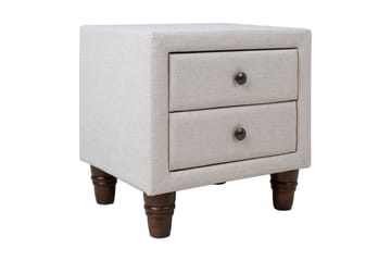 Emilia Sängbord med Förvaring och Lådor i Tyg med Träben - Beige - Möbler - Bord & matgrupper - Avlastningsbord - Sängbord & nattduksbord