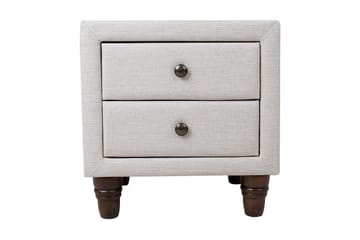 Emilia Sängbord med Förvaring och Lådor i Tyg med Träben - Beige - Möbler - Bord & matgrupper - Avlastningsbord - Sängbord & nattduksbord