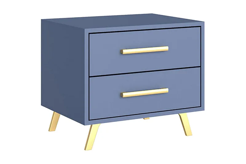 Escaldes Sängbord 54 cm - Matt Blå/Guld - Möbler - Bord & matgrupper - Avlastningsbord - Sängbord & nattduksbord