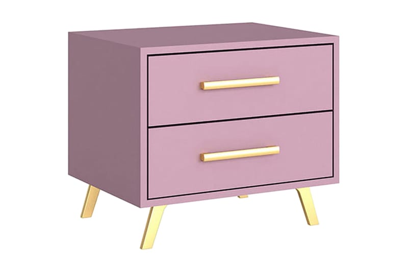 Escaldes Sängbord 54 cm, Matt Lila/Guld