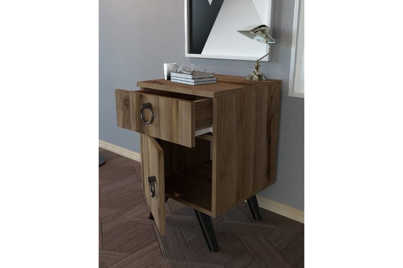 Escoura Sängbord 40x44 cm - Mörkbrun - Möbler - Bord & matgrupper - Avlastningsbord - Sängbord & nattduksbord