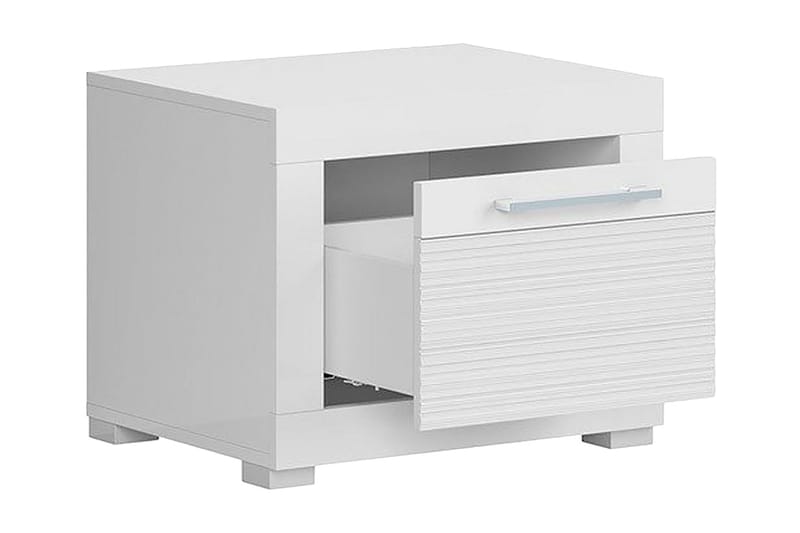 Flames Sängbord 53 cm med Förvaring Låda - Vit - Sängbord & nattduksbord