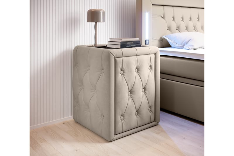 Franco Sängbord 58 cm med Förvaring Låda - Beige - Möbler - Bord & matgrupper - Avlastningsbord - Sängbord & nattduksbord