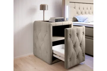 Franco Sängbord 58 cm med Förvaring Låda - Beige - Möbler - Bord & matgrupper - Avlastningsbord - Sängbord & nattduksbord