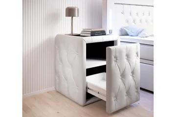 Franco Sängbord 58 cm med Förvaring Låda - Vit Konstläder - Möbler - Bord & matgrupper - Avlastningsbord - Sängbord & nattduksbord