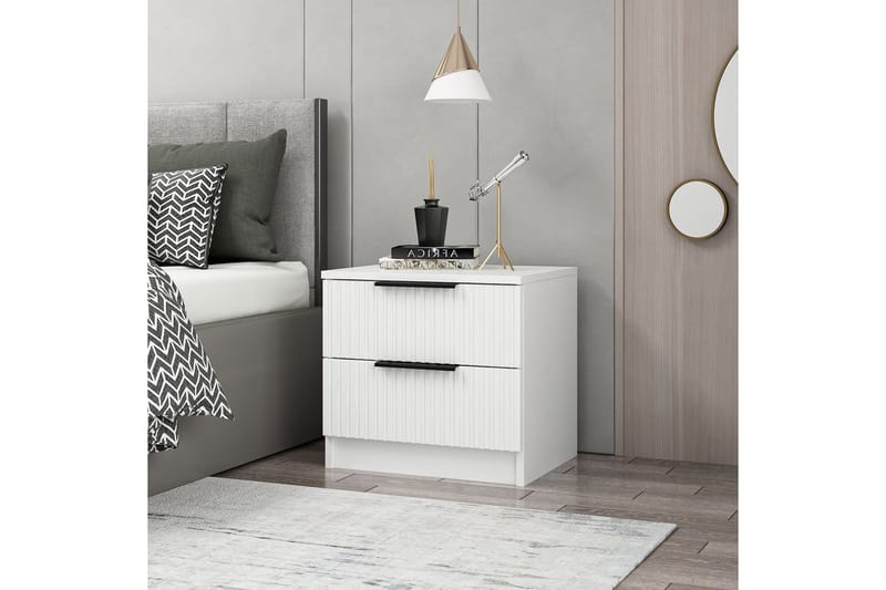 Fruitland Sängbord 54 cm i Trä med Förvaring och Lådor - Vit - Möbler - Bord & matgrupper - Avlastningsbord - Sängbord & nattduksbord