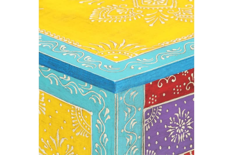 Handmålat sängbord 40x30x50 cm massivt mangoträ - Flerfärgad - Sängbord & nattduksbord
