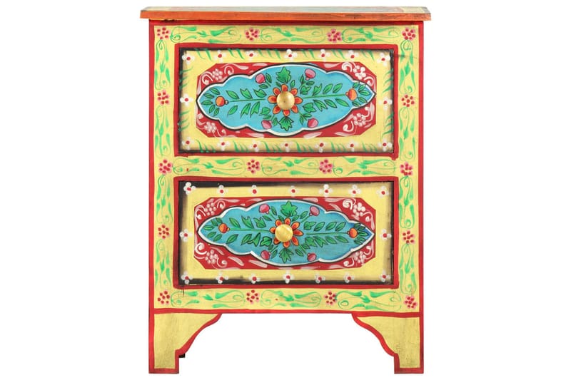 Handmålat sängbord 40x30x50 cm massivt mangoträ - Flerfärgad - Möbler - Bord & matgrupper - Avlastningsbord - Sängbord & nattduksbord