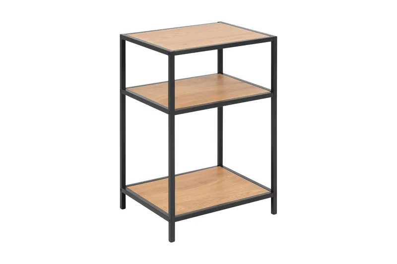 Hasslevik Sängbord 35 cm med Förvaring Hyllor - Natur/Svart - Möbler - Bord & matgrupper - Avlastningsbord - Sängbord & nattduksbord