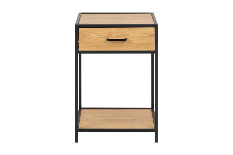 Hasslevik Sängbord 35 cm med Förvaring Låda + Hylla - Brun/Svart - Sängbord & nattduksbord