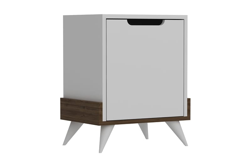 Hejde Sängbord 35 cm med Förvaring Skåp - Vit/Brun - Möbler - Bord & matgrupper - Avlastningsbord - Sängbord & nattduksbord