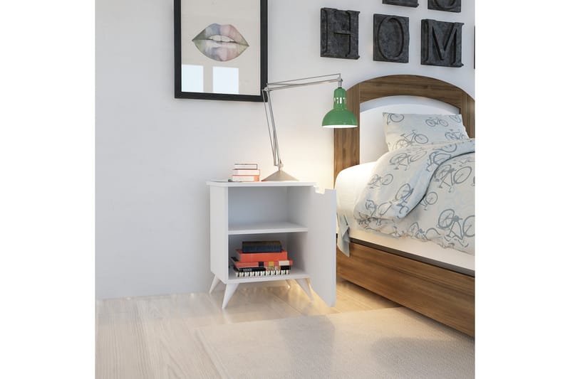 Hejde Sängbord 39 cm med Förvaring Skåp - Vit - Möbler - Bord & matgrupper - Avlastningsbord - Sängbord & nattduksbord