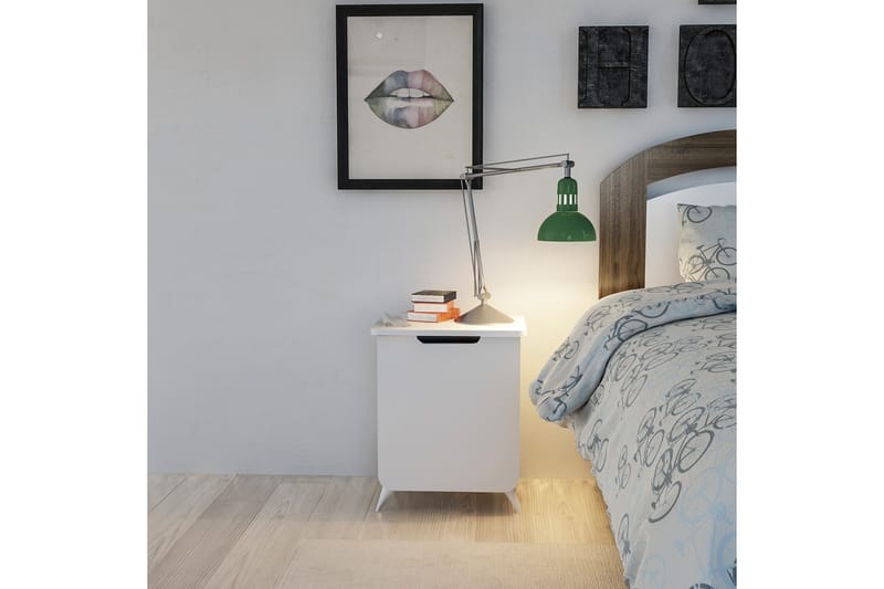 Hejde Sängbord 39 cm med Förvaring Skåp - Vit - Möbler - Bord & matgrupper - Avlastningsbord - Sängbord & nattduksbord
