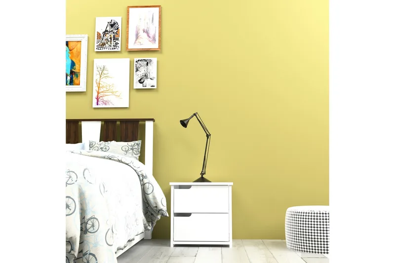 Hejde Sängbord 40 cm med Förvaring 2 Lådor - Vit - Möbler - Bord & matgrupper - Avlastningsbord - Sängbord & nattduksbord