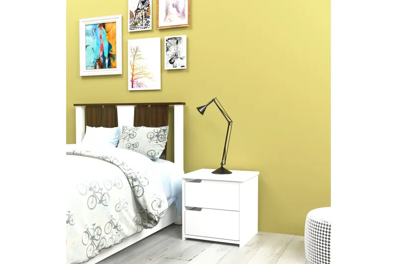 Hejde Sängbord 40 cm med Förvaring 2 Lådor - Vit - Möbler - Bord & matgrupper - Avlastningsbord - Sängbord & nattduksbord