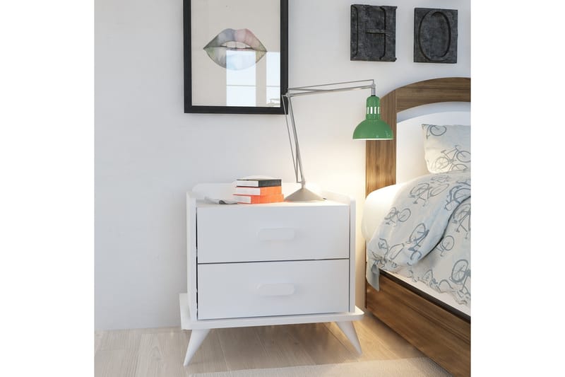 Hejde Sängbord 60 cm med Förvaring 2 Lådor - Vit - Möbler - Bord & matgrupper - Avlastningsbord - Sängbord & nattduksbord