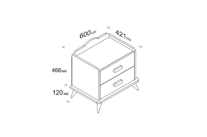 Hejde Sängbord 60 cm med Förvaring 2 Lådor - Vit - Sängbord & nattduksbord