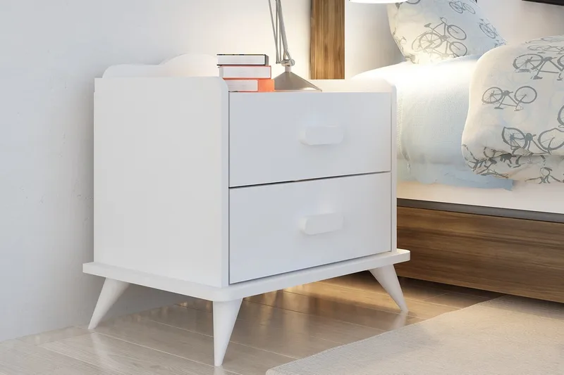 Hejde Sängbord 60 cm med Förvaring 2 Lådor - Vit - Möbler - Bord & matgrupper - Avlastningsbord - Sängbord & nattduksbord