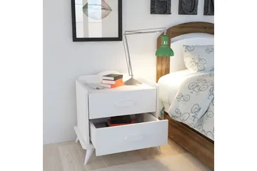 Hejde Sängbord 60 cm med Förvaring 2 Lådor - Vit - Möbler - Bord & matgrupper - Avlastningsbord - Sängbord & nattduksbord