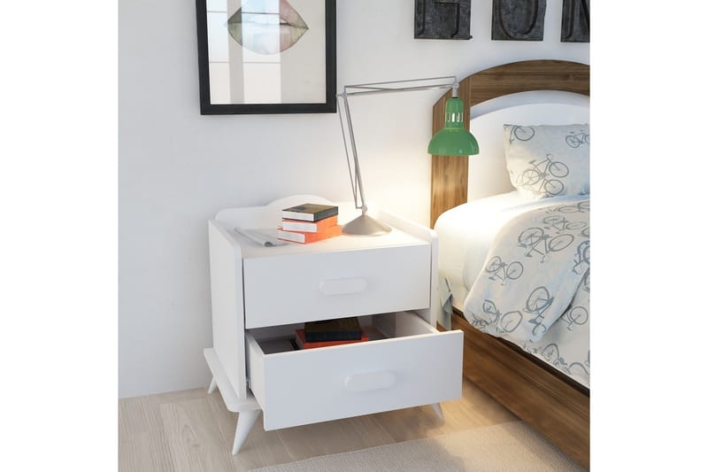 Hejde Sängbord 60 cm med Förvaring 2 Lådor - Vit - Möbler - Bord & matgrupper - Avlastningsbord - Sängbord & nattduksbord
