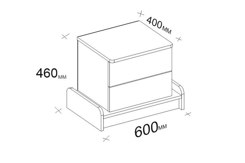 Hejde Sängbord 60 cm med Förvaring 2 Lådor - Vit/Brun - Sängbord & nattduksbord