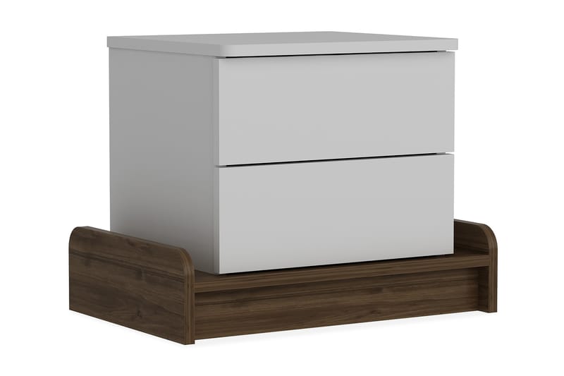 Hejde Sängbord 60 cm med Förvaring 2 Lådor - Vit/Brun - Möbler - Bord & matgrupper - Avlastningsbord - Sängbord & nattduksbord