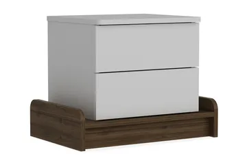 Hejde Sängbord 60 cm med Förvaring 2 Lådor - Vit/Brun - Möbler - Bord & matgrupper - Avlastningsbord - Sängbord & nattduksbord