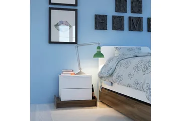 Hejde Sängbord 60 cm med Förvaring 2 Lådor - Vit/Brun - Möbler - Bord & matgrupper - Avlastningsbord - Sängbord & nattduksbord