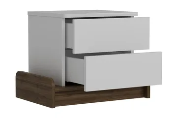 Hejde Sängbord 60 cm med Förvaring 2 Lådor - Vit/Brun - Möbler - Bord & matgrupper - Avlastningsbord - Sängbord & nattduksbord