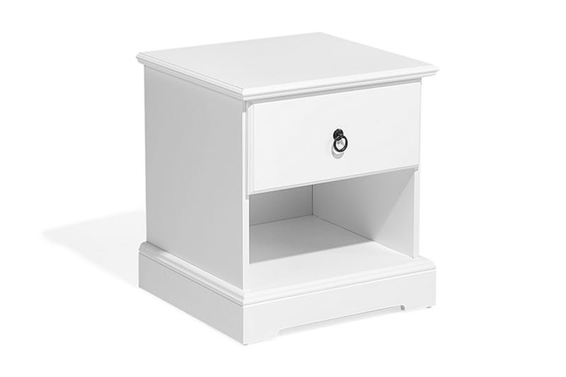 Holak Sängbord 48 cm med Förvaring Låda + Hylla - Vit - Möbler - Bord & matgrupper - Avlastningsbord - Sängbord & nattduksbord