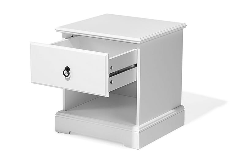 Holak Sängbord 48 cm med Förvaring Låda + Hylla - Vit - Möbler - Bord & matgrupper - Avlastningsbord - Sängbord & nattduksbord