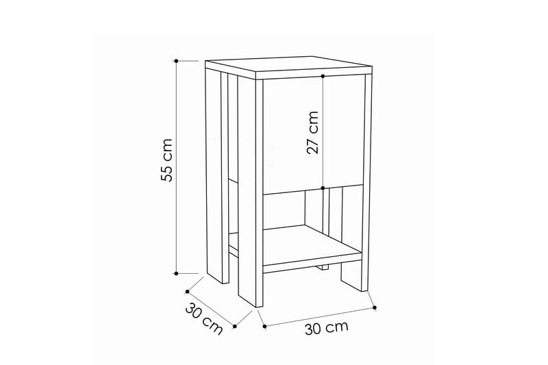 Homitis Sängbord 30 cm med Förvaring Hylla + Lucka - Vit - Möbler - Bord & matgrupper - Avlastningsbord - Sängbord & nattduksbord