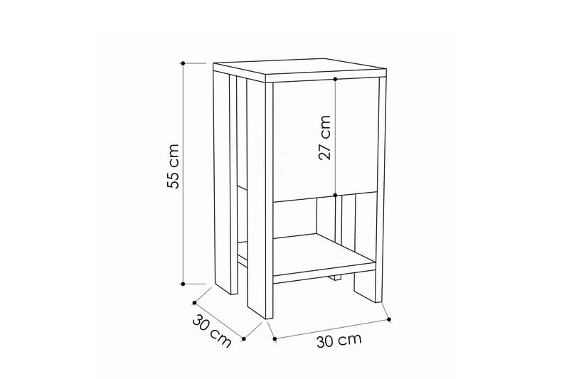 Homitis Sängbord 30 cm med Förvaring Hylla + Lucka - Vit - Möbler - Bord & matgrupper - Avlastningsbord - Sängbord & nattduksbord