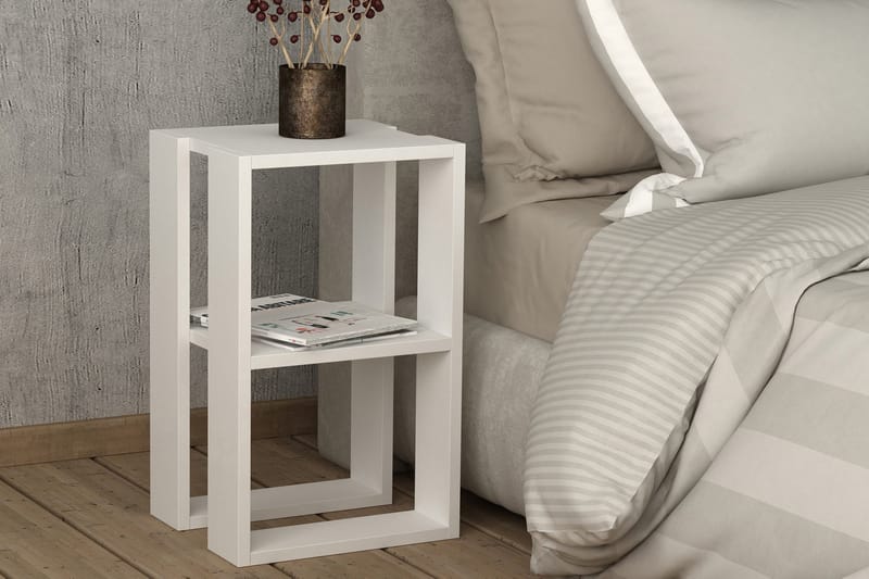 Homitis Sängbord 30 cm med Förvaring Hylla - Vit - Möbler - Bord & matgrupper - Avlastningsbord - Sängbord & nattduksbord