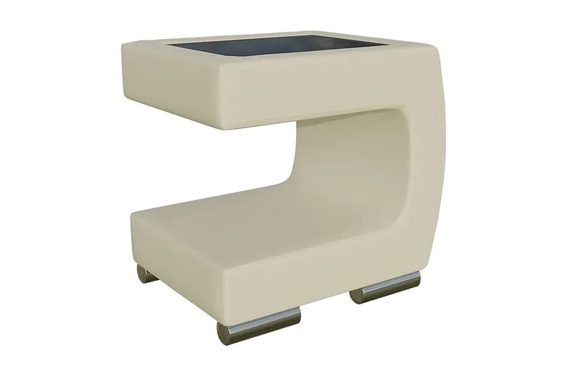 Honstad Sängbord 32 cm Höger, Konstläder/Glas/Beige/Svart