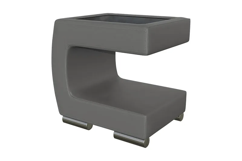 Honstad Sängbord 32 cm Vänster, Konstläder/Glas/Mörkgrå/Svart