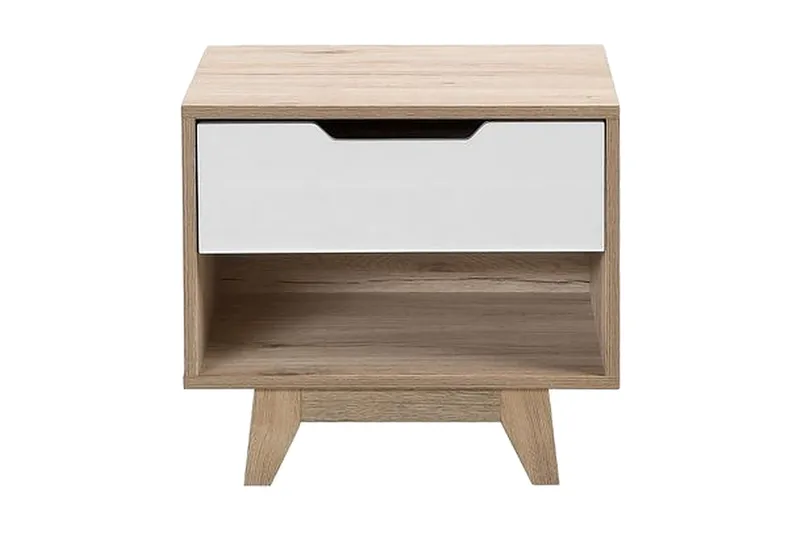 Hultz Sängbord 50 cm med Förvaring Låda + Hylla, Vit