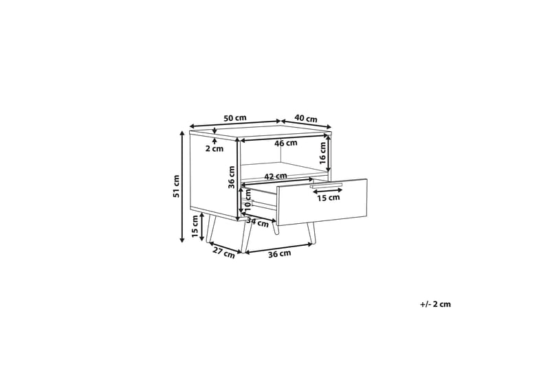 Indio Sängbord 50 cm - Svart/Guld - Möbler - Bord & matgrupper - Avlastningsbord - Sängbord & nattduksbord