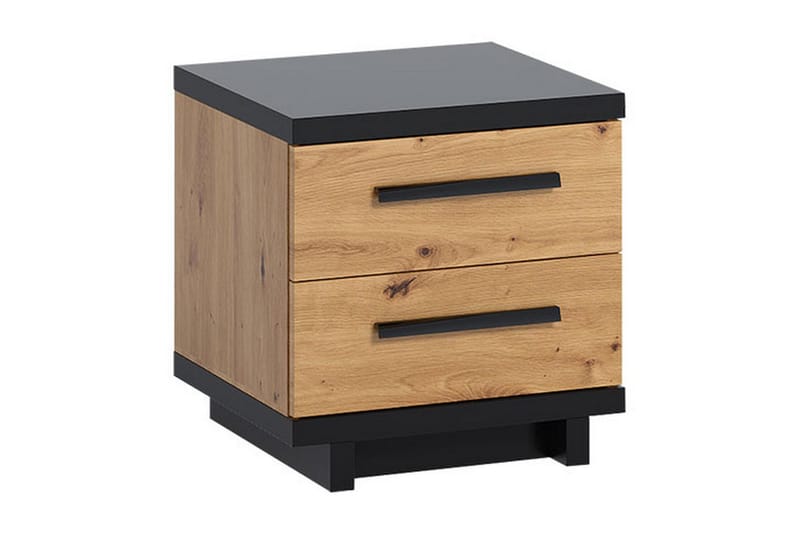 Ingram Sängbord 40 cm med Förvaring 2 Lådor - Ekfärg/Svart - Möbler - Bord & matgrupper - Avlastningsbord - Sängbord & nattduksbord