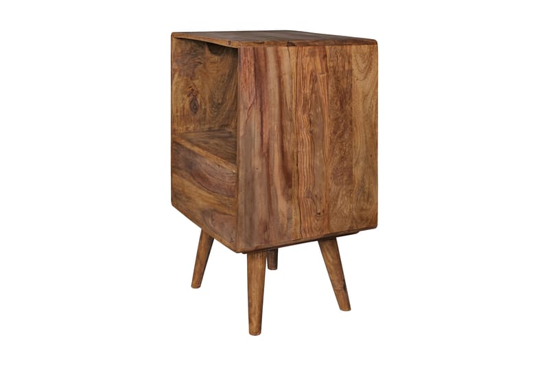 Iviana Sängbord 40 cm med Förvaring Låda + Hylla - Massivt Trä/Svart - Möbler - Bord & matgrupper - Avlastningsbord - Sängbord & nattduksbord