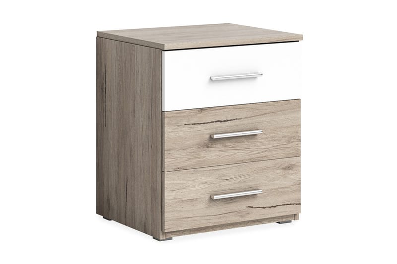 Joannie Sängbord 51 cm med Förvaring 3 Lådor - Trä/Vit - Möbler - Bord & matgrupper - Avlastningsbord - Sängbord & nattduksbord
