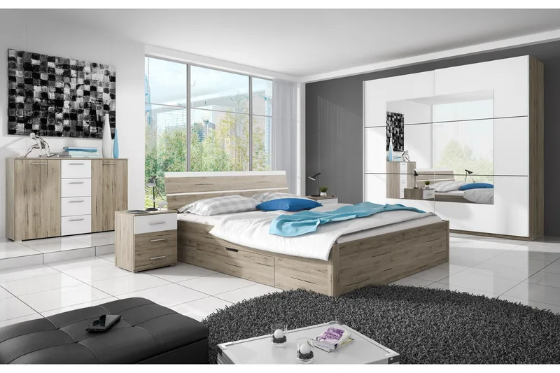 Joannie Sängbord 51 cm med Förvaring 3 Lådor - Trä/Vit - Möbler - Bord & matgrupper - Avlastningsbord - Sängbord & nattduksbord